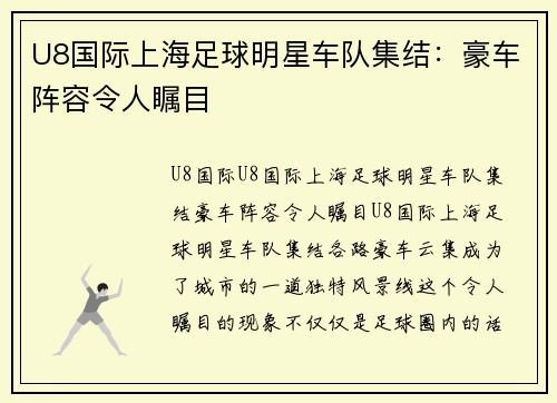 U8国际上海足球明星车队集结：豪车阵容令人瞩目